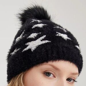 Torrid Black and White Star Patterned Soft Beanie